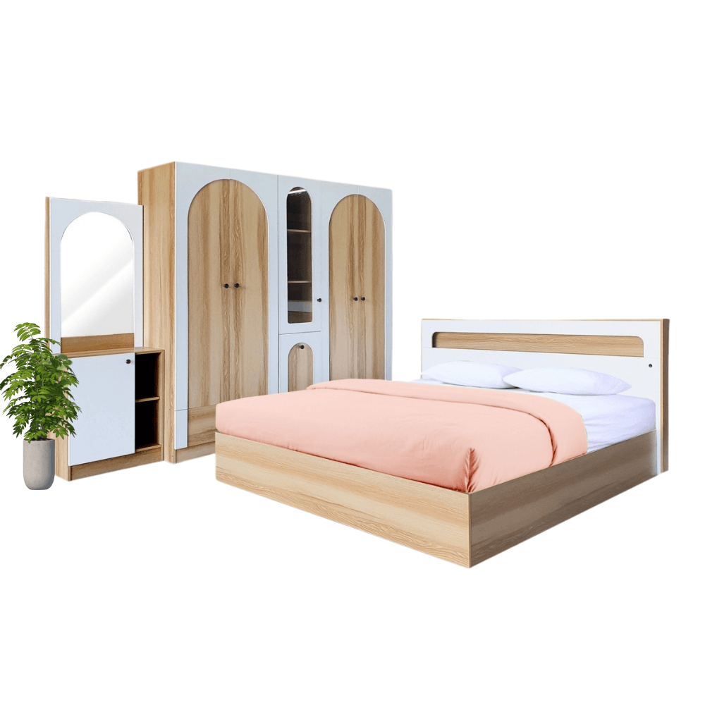 ชุดห้องนอน + ที่นอนสปริง 6 ฟุต WISDOM DESIGN FURNITURE รุ่น ARISTA 9 สี แอช/ขาว_5